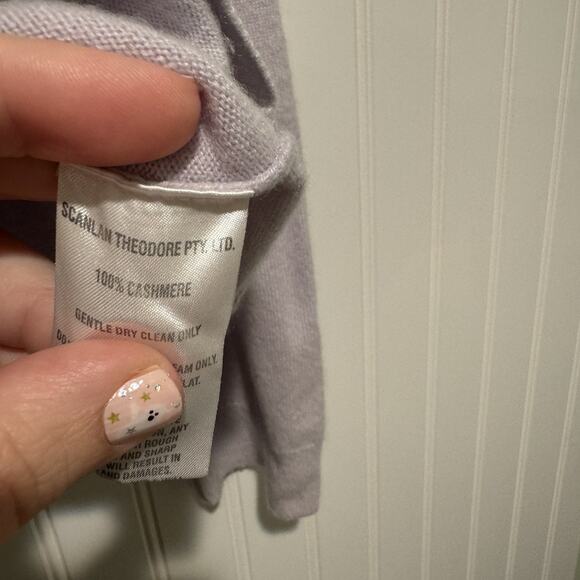 Scanlan Theodore Cashmere Cardigan Lilac Gray Cozy Size Large - Picture 5 of 7